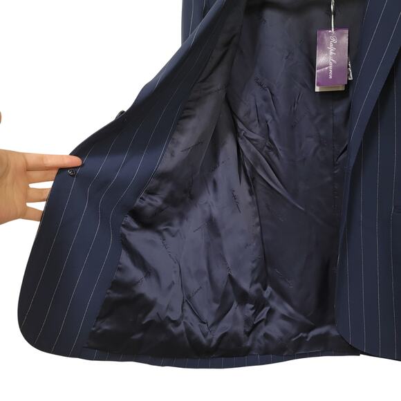 Ralph Lauren Purple Label Navy White Pin Stripe Jacket 12 - Picture 5 of 10